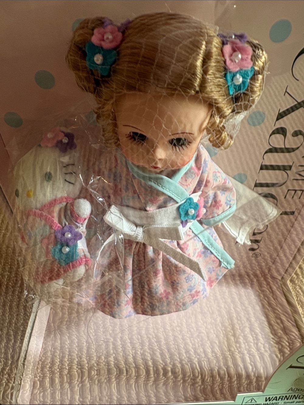 Madame Alexander HELLO KITTY Pink Floral Dress Doll with Blue Ribbon Accents